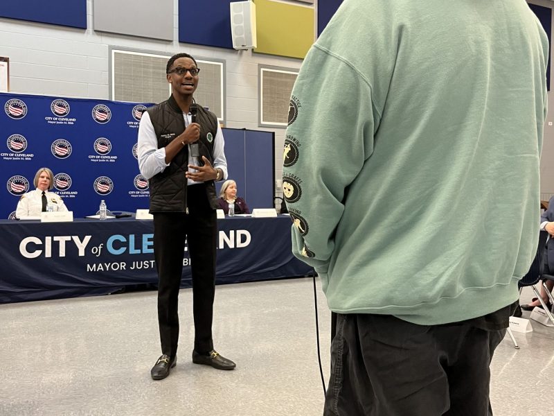 Cleveland Mayor Justin Bibb answers questions at town hall event