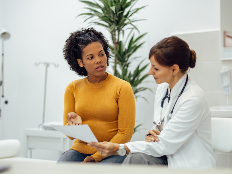 Patient speaking with her doctor