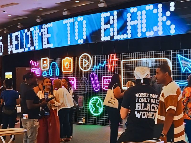 Attendees networking during Black Tech Week in downtown Cincinnati