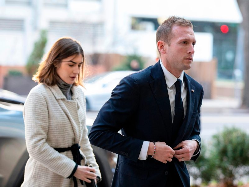 FILE - Rep.-elect Max Miller, R-Ohio, with Emily Moreno in Washington, Nov. 13, 2022.