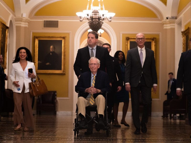 Sen. Mitch McConnell, R-Ky., arrives at the U.S Capitol